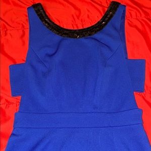Blue Dress with Black Detail